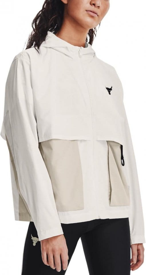 Hupullinen takki Under Armour UA Prjct Rock Woven Jacket-WHT