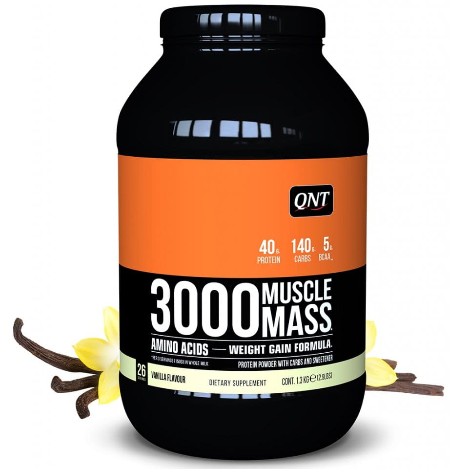 Proteiinijauheet QNT 3000 Muscle Mass Vanila- 1,3 kg