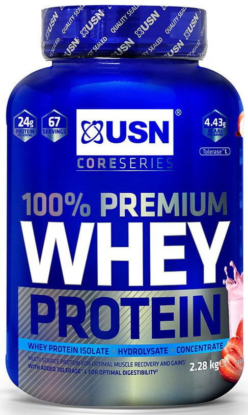 Proteiinijauheet USN 100% Whey Protein Premium jahoda se smetanou 2.28kg